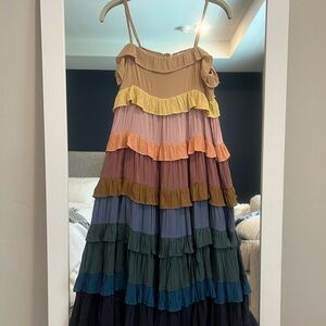 Multicolor Tiered Ruffle Dress